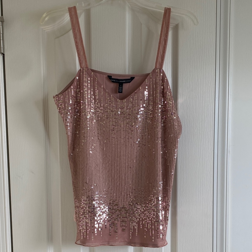 White House Black Market Rose Sequin Camisole